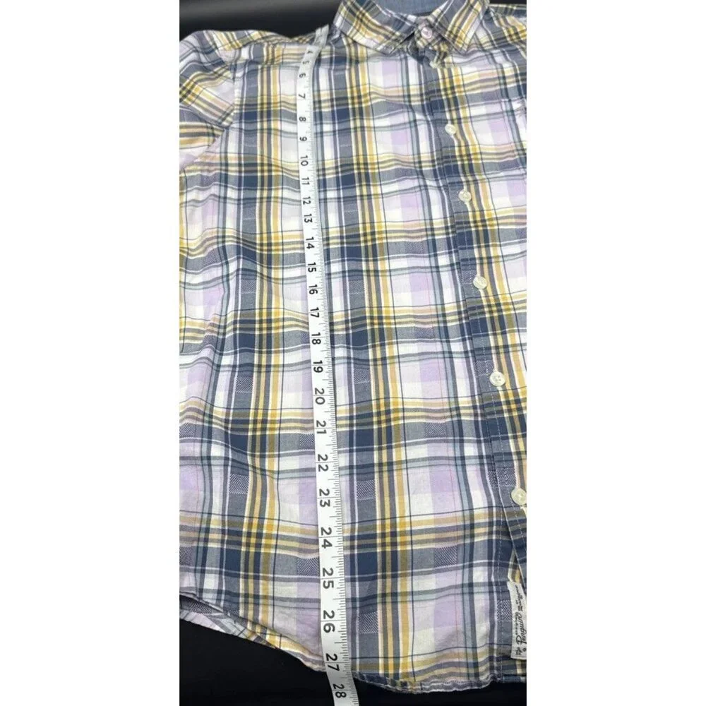 Original Penguin Men’s Cotton Plum Plaid Short Sleeve‎ Button Up Shirt Sz L